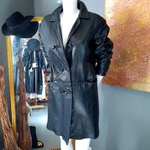 Black Leather Women's Coat